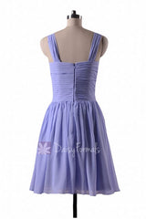 In stock,Ready to Ship - Sweetheart Purple Short Chiffon Bridesmaid Dress(BM800) - (Periwinkle, Sz4)