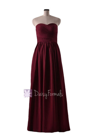 In stock,Ready to Ship - Long Sweetheart Red Chiffon Bridesmaid Dress(BM10824L) - (Falu Red)