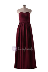 In stock,Ready to Ship - Long Sweetheart Red Chiffon Bridesmaid Dress(BM10824L) - (Falu Red)