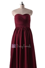 In stock,Ready to Ship - Long Sweetheart Red Chiffon Bridesmaid Dress(BM10824L) - (Falu Red)