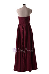In stock,Ready to Ship - Long Sweetheart Red Chiffon Bridesmaid Dress(BM10824L) - (Falu Red)