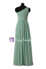 In stock,Ready to Ship - Long Mint Green Bridesmaid Dress Chiffon Party Dress(BM351L) - (#34 Mint, Sz10)