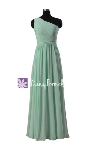 In stock,Ready to Ship - Long Mint Green Bridesmaid Dress Chiffon Party Dress(BM351L) - (#34 Mint, Sz10)