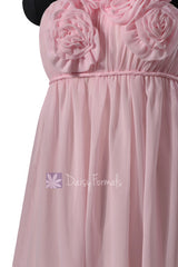 Short One Shoulder Materinity Chiffon Bridesmaid Dress Party Dress W/Rosettes(BM1031S)
