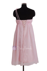 Short One Shoulder Materinity Chiffon Bridesmaid Dress Party Dress W/Rosettes(BM1031S)