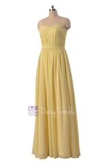 Elegant Long Sweetheart Chiffon Bridesmaid Dress Formal Dress w/ Straps(BM1037P)