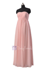 Gorgeous Floor Length Pink Chiffon Wedding Party Dress W/Empire Waist(BM10821L)