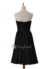 Delicate Black Chiffon Bridal Party Dress Short Strapless Bridesmaid Dress(BM10823S)