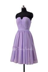 Lavender Short Chiffon Beach Wedding Dress Strapless Bridesmaid Dress(BM10823S)