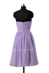 Lavender Short Chiffon Beach Wedding Dress Strapless Bridesmaid Dress(BM10823S)