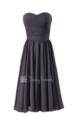 Attractive Knee Length Slate Gray Bridesmaid Dress Sweetheart Chiffon Formal Dress(BM10824S)