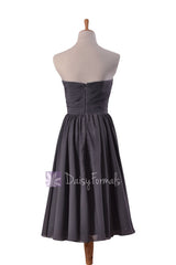 Attractive Knee Length Slate Gray Bridesmaid Dress Sweetheart Chiffon Formal Dress(BM10824S)