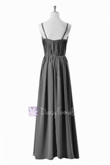 Soft Floor Length Chiffon Bridesmaid Dress Gray Evening Dress W/Jewel Neck(BM10826L)