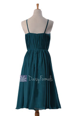 Short Peacock Teal Bridesmaid Dress,Dark Teal Dress W/Scoop Neck (BM10826S)