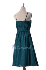 Ruched Short Dark Teal Formal Dress Chiffon Bridesmaid Dress W/Scoop Neckline(BM01826S)