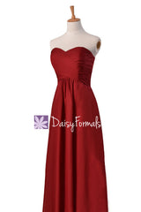 Dark Scarlet Chiffon Bridal Party Dress Long Sweetheart Chiffon Formal Dress(BM2442)