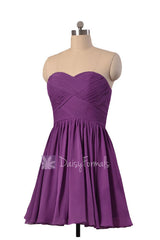 Deep Lilac Beach Wedding Dress Sweetheart Mini Skirt Bridesmaid Dress(BM1726B)