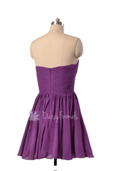 Deep Lilac Beach Wedding Dress Sweetheart Mini Skirt Bridesmaid Dress(BM1726B)