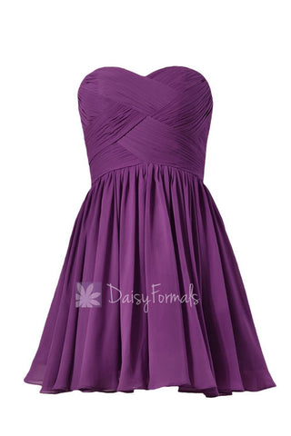 Deep Lilac Beach Wedding Dress Sweetheart Mini Skirt Bridesmaid Dress(BM1726B)