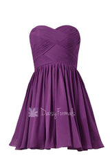 Deep Lilac Beach Wedding Dress Sweetheart Mini Skirt Bridesmaid Dress(BM1726B)