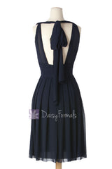 Sexy Short Midnight Chiffon Bridesmaid Dress Wedding Party Dress W/Open Back(BM2326)