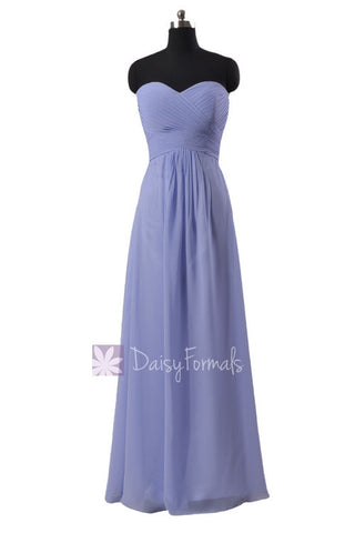 Stunning Periwinkle Floor Length Chiffon Party Dress Sweetheart Pale Lilac Formal Dress(BM2442)