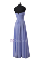 Stunning Periwinkle Floor Length Chiffon Party Dress Sweetheart Pale Lilac Formal Dress(BM2442)