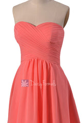 Elegant Cherry Red Bridesmaid Dress Cocktail Chiffon Formal Dress Bridal Party Dress (BM2442S)