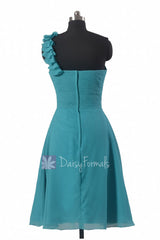 One-Shoulder Short Sweetheart Chiffon Bridesmaid Dress Bridal Party Dress(BM300)