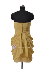 Vegas Gold Column Short Bridesmaid Dress Sweetheart Homecoming Dress(BM332)