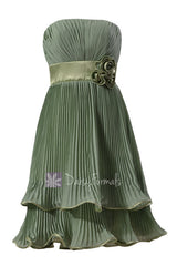 Classic Short Two-Layer Chiffon Bridesmaid Dress Formal Party Dress(BM334)