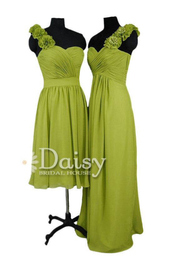Long Bright Olive Chiffon Dress Floral One Shoulder Bridesmaid Dress daisyformals-dev Long Bright Olive Chiffon Dress Floral One Shoulder Bridesmaid Dress daisyformals-dev