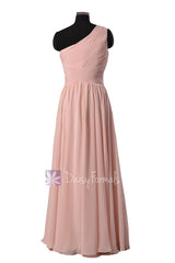 Floor Length One-Shoulder Linen Bridal Party Formal Dress(BM351L)