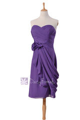 Short Sweatheart Bridesmaid Chiffon Prom Dress w/ Draped Overlay(BM437)
