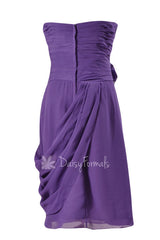 Short Sweatheart Bridesmaid Chiffon Prom Dress w/ Draped Overlay(BM437)