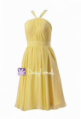 Appealing Knee Length Chiffon Bridesmaid Dress Light Yellow Party Dress(BM5195S)
