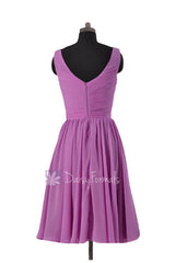 Appealing Short Deep V-Neckline Chiffon Bridesmaid Dress Wisteria Party Dress(BM5196S)