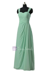 Floor Length Chiffon Bridesmaid Dress W/ Straps Mint Formal Dress(BM732L)