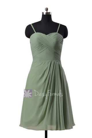 Xanadu Short Chiffon Bridesmaid Dress Prom Dress W/Spaghetti Straps(BM732AS)