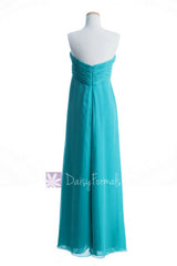 Fabulous Long Chiffon Prom Dress Sweetheart Teal Bridesmaid Dress(BM7712)