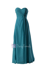 Delicate Sweetheart Dress Teal Bridesmaids Dress Floor Length Evening Dress(BM7712)