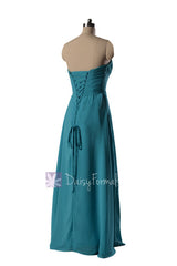 Delicate Sweetheart Dress Teal Bridesmaids Dress Floor Length Evening Dress(BM7712)