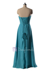 Delicate Sweetheart Dress Teal Bridesmaids Dress Floor Length Evening Dress(BM7712)