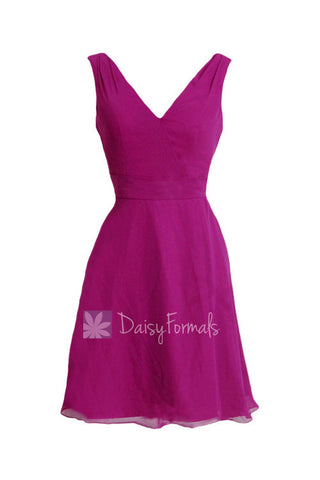 Sexy Deep V-Neck Bridal Party Dress Short American Beauty Bridesmaid Dress(BM7726)