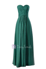 Charming Long Rich Peacock Bridesmaid Dress Strapless Luxury Chiffon Dress(BM7915)