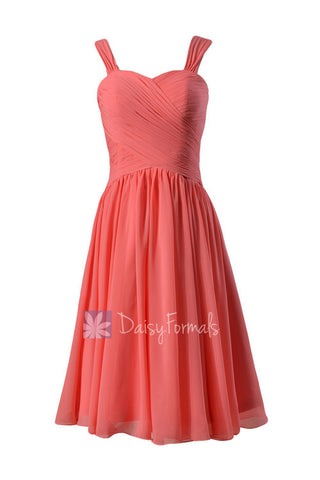 Elegant Sweetheart Short Bridesmaid Formal Chiffon Party Dress w/ Straps(BM800)