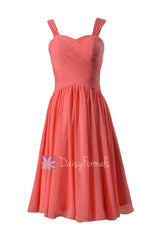 Elegant Sweetheart Short Bridesmaid Formal Chiffon Party Dress w/ Straps(BM800)