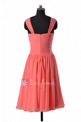 Elegant Sweetheart Short Bridesmaid Formal Chiffon Party Dress w/ Straps(BM800)