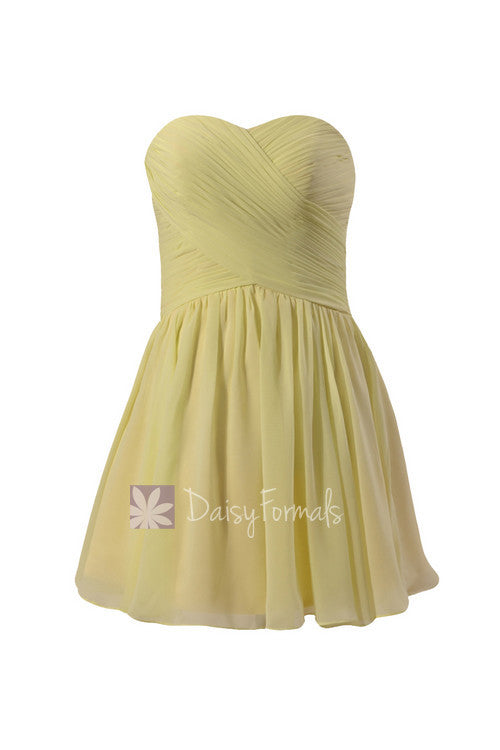 Cute Strapless Chiffon Mini Skirt Bridesmaid Dress Sweetheart Bridesmaid Dress(BM800N)