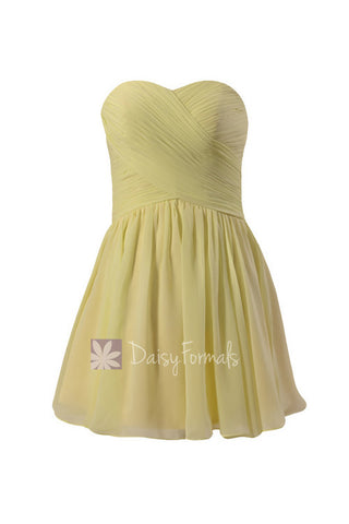 Cute Strapless Chiffon Mini Skirt Bridesmaid Dress Sweetheart Bridesmaid Dress(BM800N)